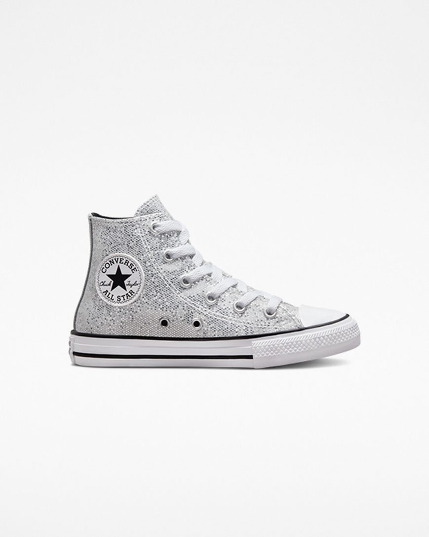 Tenisky Vysoke Converse Chuck Taylor All Star Glitter Dievcenske Strieborne Siva Čierne | SK LOFKM2